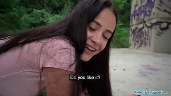 play Public agent 19 year old innocent fucked in the rain by a huge cock