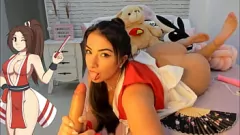 Играть Mai Shiranui в Cosplay Wheel of Sex Game: большие сиськи, влажная киска и интенсивный оргазм с Hitachi